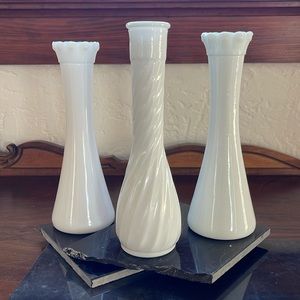 Vintage Hoosier Milk Glass Vases One Set of Three (3)